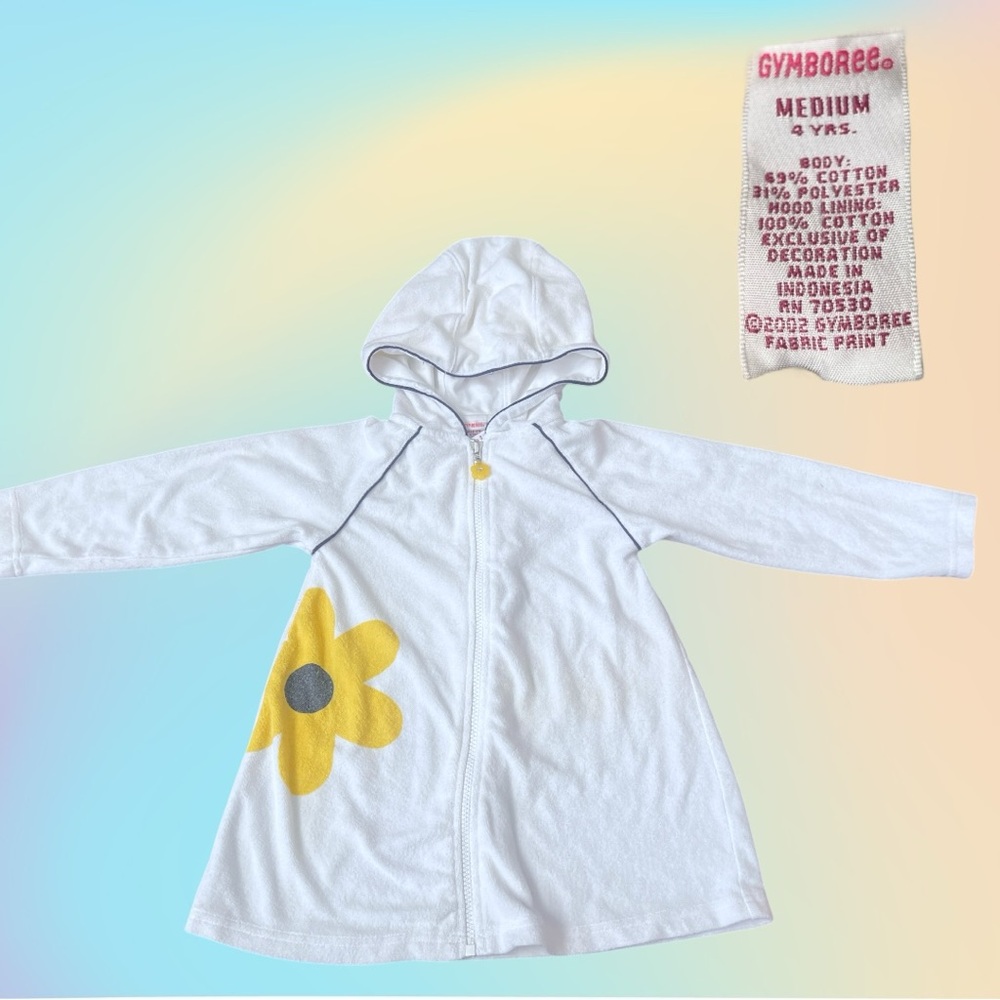 2002 Gymboree Terrycloth Hooded Daisy Swim Cover Sz Medium/4 Yrs
